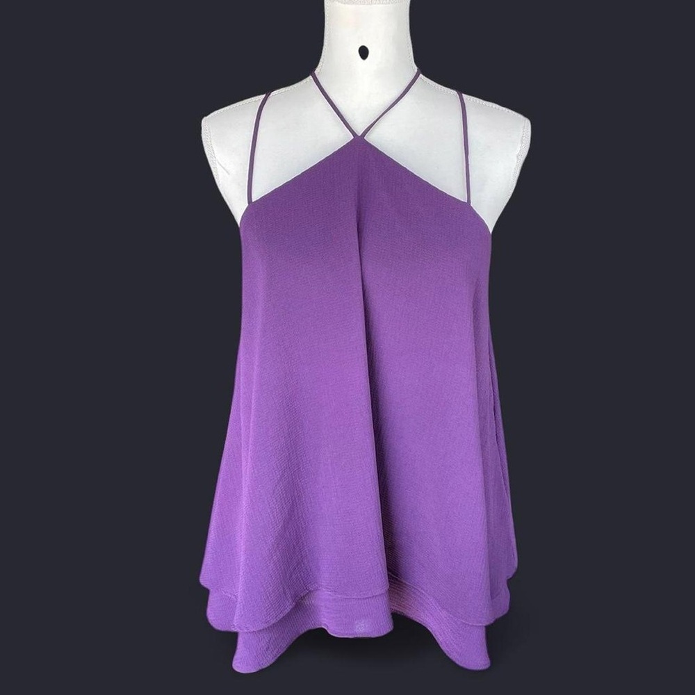 Purple Halter Neck Swing Tank Top